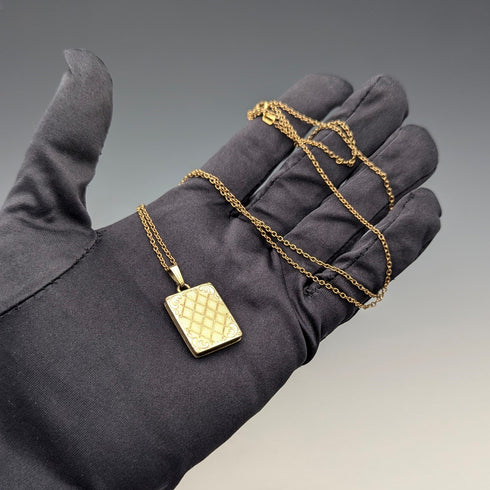 英国ヴィンテージ 14ctロールドゴールド 本型ロケットペンダント ネックレス